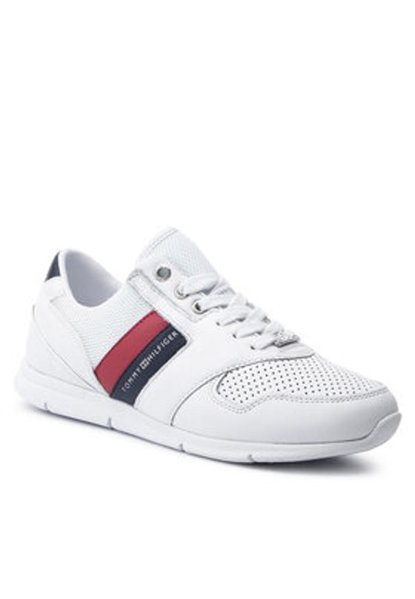 TOMMY HILFIGER - Tommy Hilfiger Sneakersy Lightweight Leather FW0FW04261 Biały. Kolor: biały. Materiał: skóra