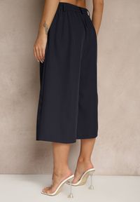 Renee - Granatowe Eleganckie Spodnie Typu Culottes Silunea. Okazja: na co dzień, na spotkanie biznesowe, do pracy. Kolor: niebieski. Styl: elegancki