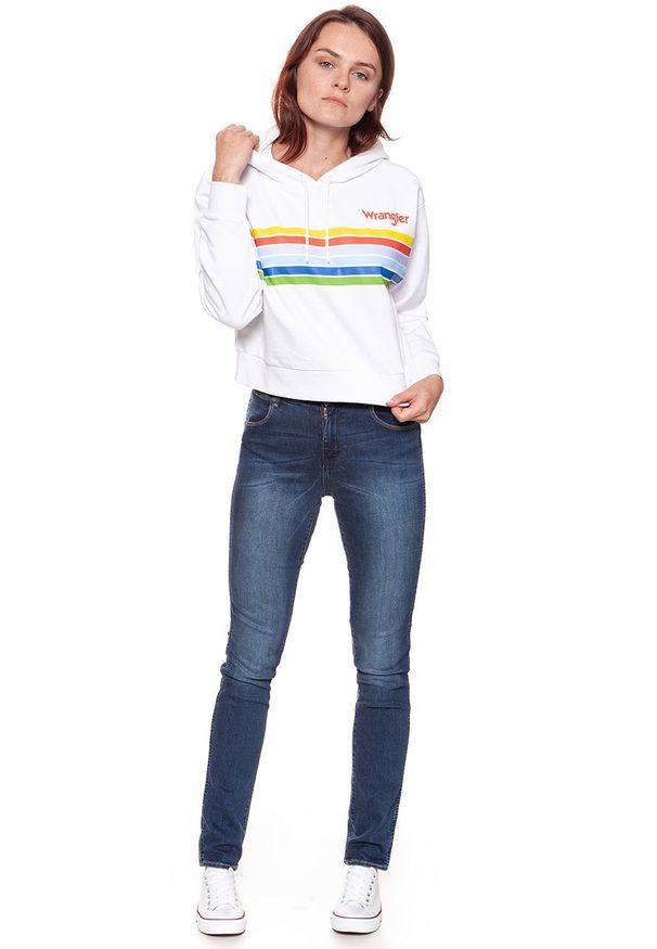 Wrangler - BLUZA WRANGLER DAMSKA CROPPED HOODY WHITE W6073HP12 112130434. Typ kołnierza: kaptur