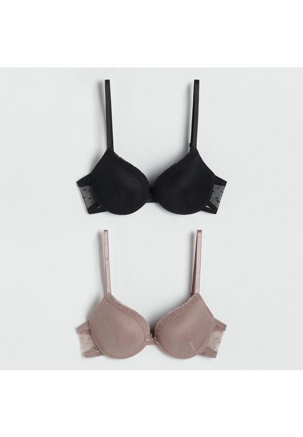 Reserved - Biustonosz push-up 2 pack - Czarny. Kolor: czarny. Rodzaj stanika: push-up