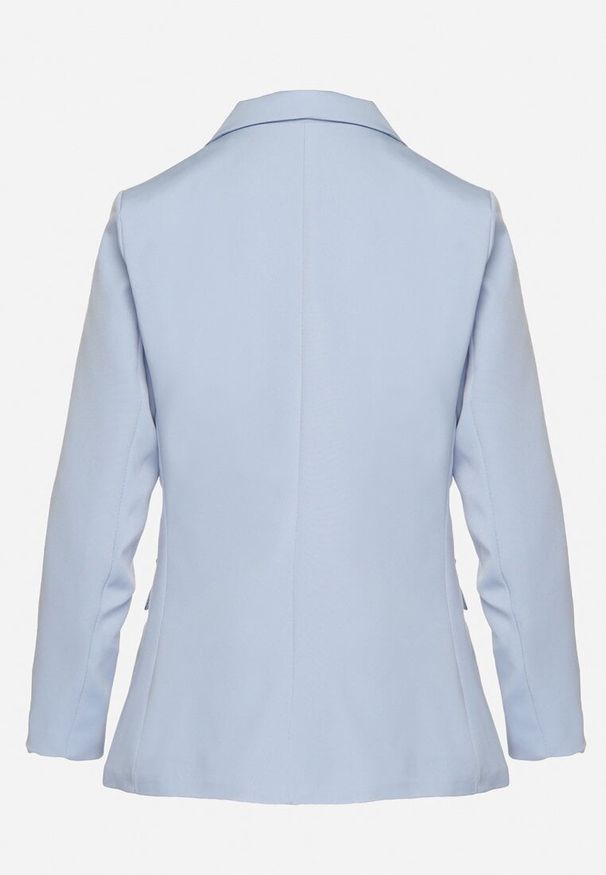 Born2be - Jasnoniebieska Marynarka Dwurzędowa z Biżuteryjnymi Guzikami Teudosia. Okazja: na co dzień. Kolor: niebieski. Materiał: jeans. Wzór: aplikacja. Styl: casual, klasyczny, elegancki