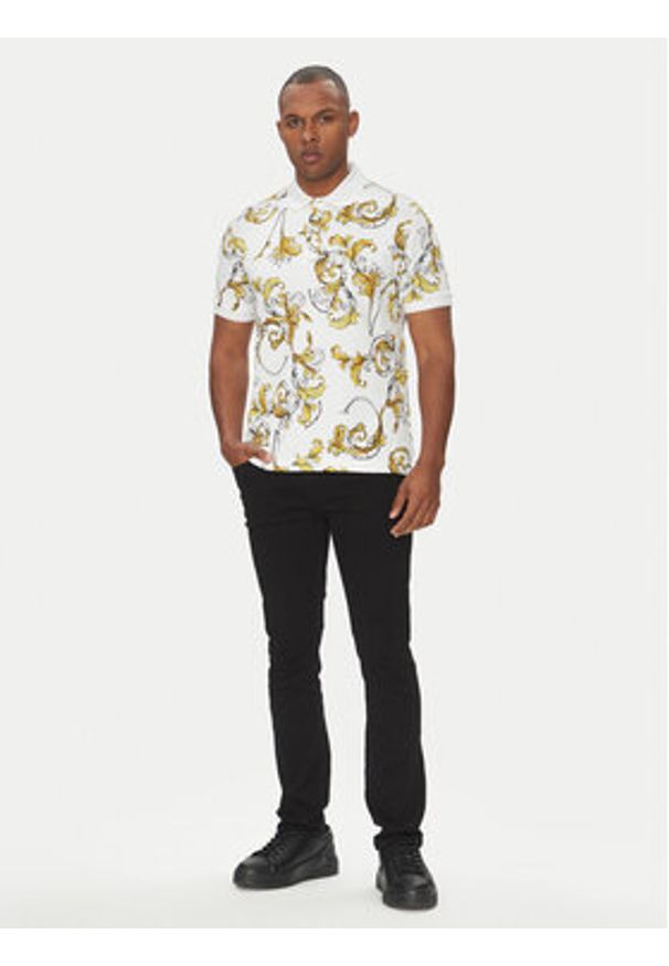 Versace Jeans Couture Polo 78GAG6S0 Biały Regular Fit. Typ kołnierza: polo. Kolor: biały. Materiał: bawełna