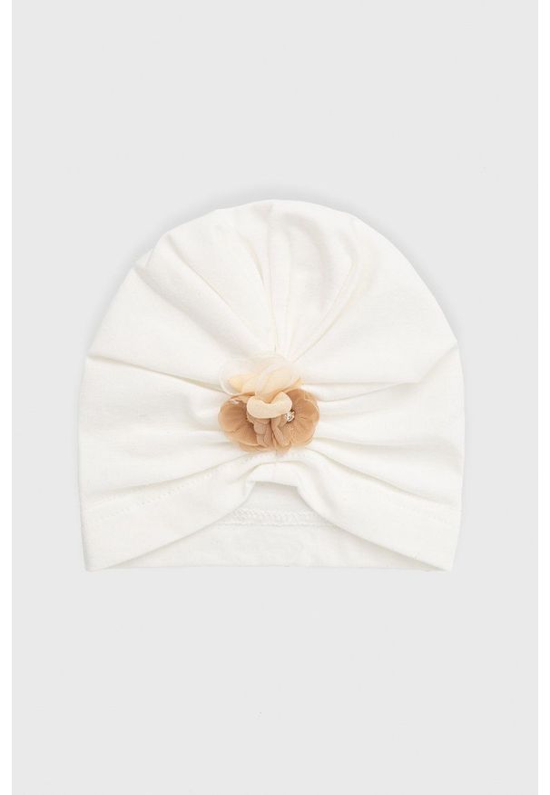 Jamiks czapka dziecięca Tegan kolor beżowy z cienkiej dzianiny. Kolor: biały. Materiał: dzianina