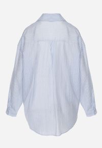 Born2be - Niebieska Koszula o Kroju Oversize z Tencelu w Paski Ozdobiona Haftem Tidine. Okazja: na co dzień, na spotkanie biznesowe, do pracy. Kolor: niebieski. Materiał: poliester, jeans. Wzór: aplikacja, haft, paski. Styl: casual, biznesowy #8