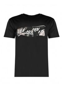 Les Hommes T-shirt | LLT202-717P | Round Neck T-Shirt | Mężczyzna | Czarny. Okazja: na co dzień. Kolor: czarny. Materiał: bawełna. Wzór: nadruk. Styl: casual #6