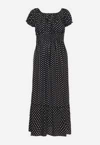 Born2be - Czarna Sukienka z Bawełną w Kropki Ellisla. Okazja: na co dzień. Kolor: czarny. Materiał: bawełna. Wzór: kropki. Styl: casual, elegancki #6