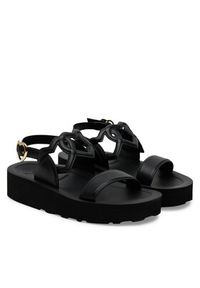 Love Moschino - LOVE MOSCHINO Sandały JA16054I1MIA0000 Czarny. Kolor: czarny. Materiał: skóra