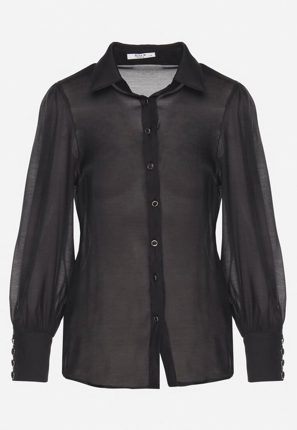 Born2be - Czarna Klasyczna Koszula z Wiskozą Linarina. Okazja: na spotkanie biznesowe. Typ kołnierza: kołnierzyk klasyczny. Kolor: czarny. Materiał: wiskoza. Styl: klasyczny