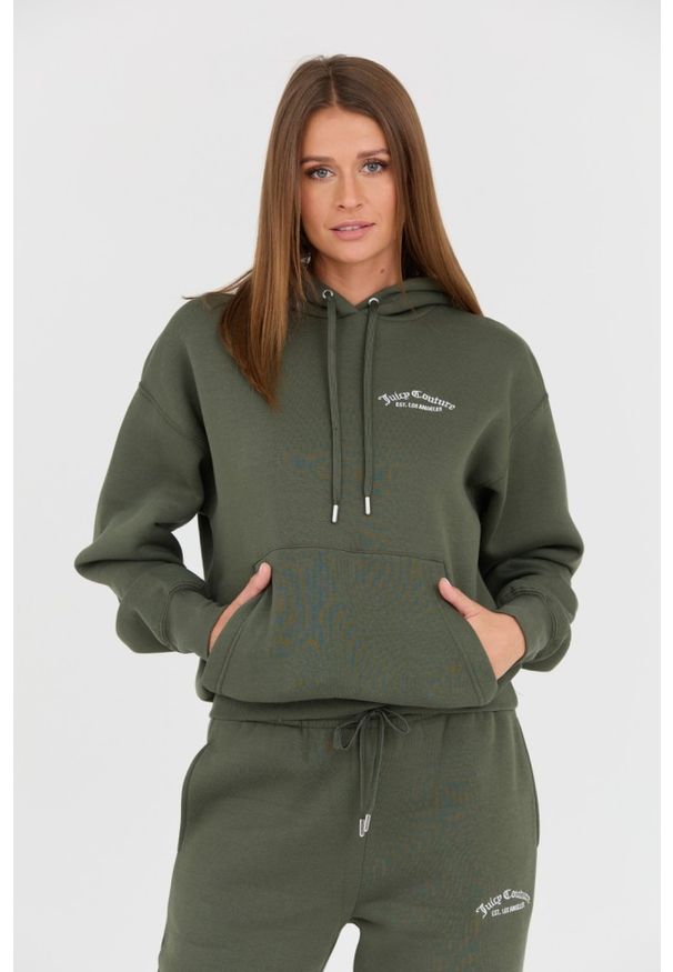 Juicy Couture - JUICY COUTURE Zielona damska bluza Recycled Queenie Hoodie, Rozmiar XXS. Kolor: zielony