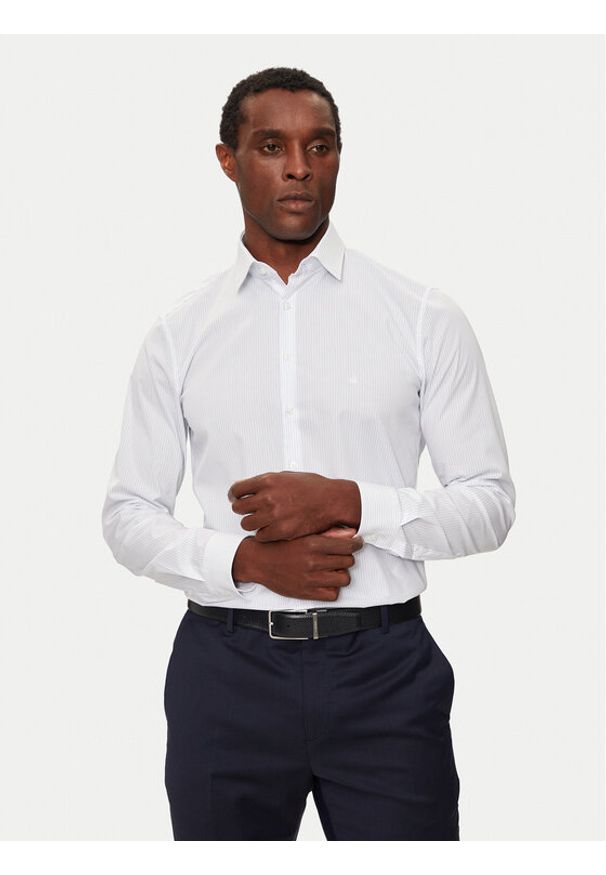 Calvin Klein Koszula K10K113537 Biały Slim Fit. Kolor: biały. Materiał: bawełna