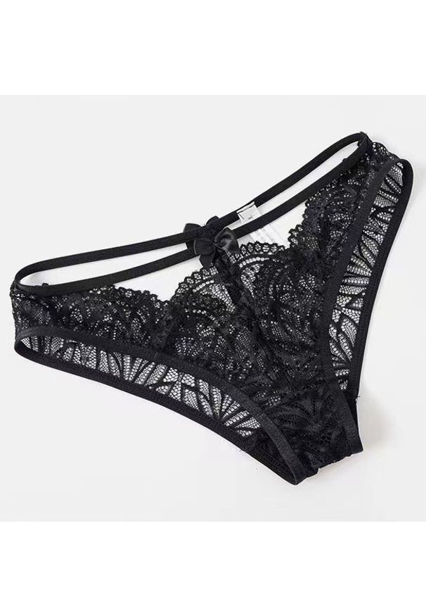 Intica - Figi koronkowe z dużym wycięciem dla podkreślenia sylwetki Drenusha. Kolor: czarny. Materiał: koronka. Wzór: koronka
