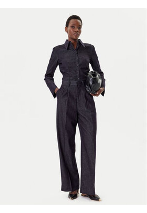 French Connection Jeansy 74ZAU Granatowy Wide Leg. Kolor: niebieski