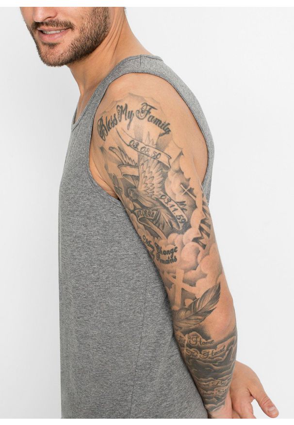 bonprix - Tank top (3 szt.). Kolor: szary. Długość rękawa: bez rękawów