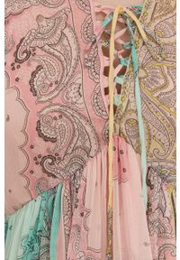 TwinSet - Twinset sukienka kolor różowy maxi rozkloszowana. Kolor: różowy. Materiał: tkanina. Typ sukienki: rozkloszowane. Długość: maxi