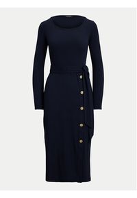 Lauren Ralph Lauren - LAUREN RALPH LAUREN Sukienka dzianinowa 250889290005 Granatowy Slim Fit. Kolor: niebieski. Materiał: bawełna