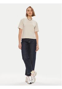Gina Tricot T-Shirt Basic 10469 Beżowy Regular Fit. Kolor: beżowy. Materiał: bawełna #4
