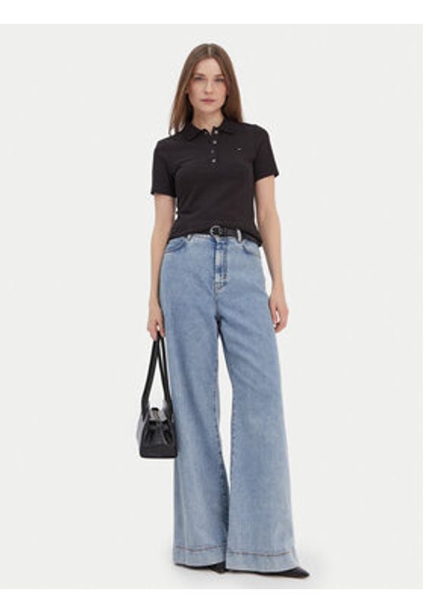 TOMMY HILFIGER - Tommy Hilfiger Polo 1985 WW0WW42047 Czarny Slim Fit. Typ kołnierza: polo. Kolor: czarny. Materiał: bawełna