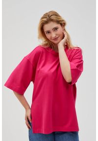 MOODO - Bluza oversize fuksjowa. Materiał: bawełna, poliester, elastan