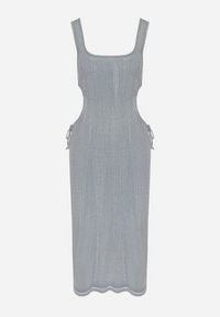 Born2be - Jasnoniebieska Bawełniana Sukienka na Ramiączkach ze Ściągaczami i Wycięciami po Bokach Nestanina. Kolor: niebieski. Materiał: bawełna. Długość rękawa: na ramiączkach. Styl: elegancki #3