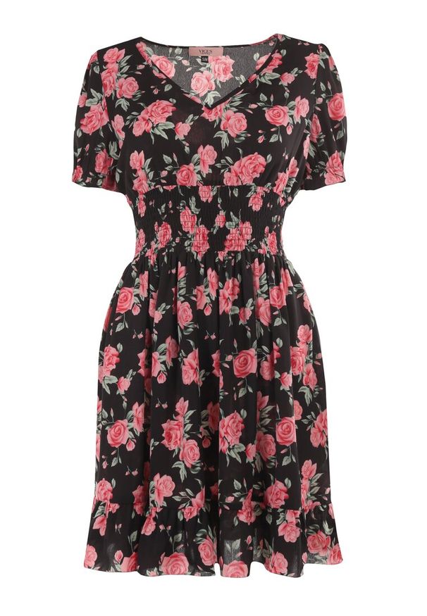 Born2be - Czarna Sukienka Aethiliana. Kolor: czarny. Długość rękawa: krótki rękaw. Długość: mini