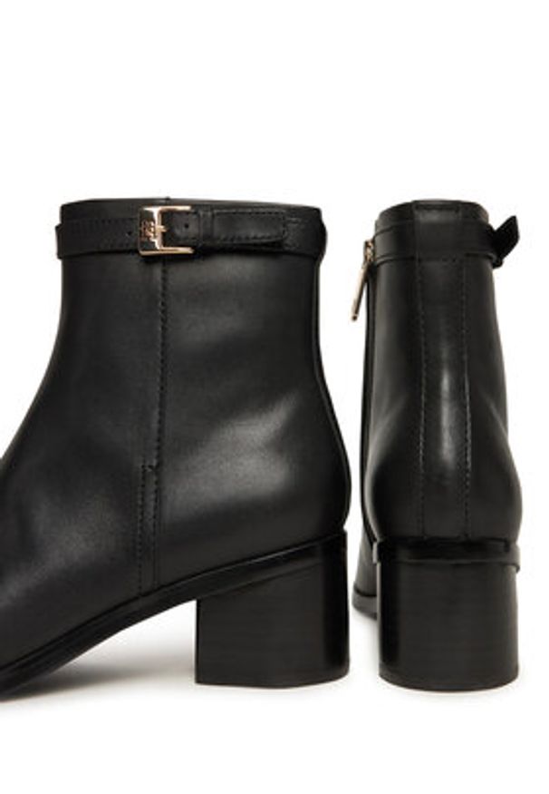 TOMMY HILFIGER - Tommy Hilfiger Botki Th Buckle Riding Mid Heel Bootie FW0FW08859 Czarny. Kolor: czarny. Materiał: skóra