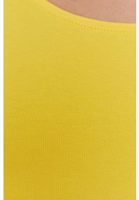 United Colors of Benetton - Sukienka. Kolor: żółty. Materiał: dzianina. Długość rękawa: krótki rękaw. Wzór: gładki. Typ sukienki: rozkloszowane. Długość: mini #2