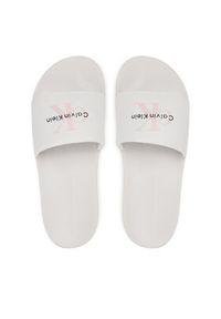 Calvin Klein Jeans Klapki Slide Monogram Wn Logo Ck YW0YW01967 Biały. Kolor: biały. Materiał: materiał #3