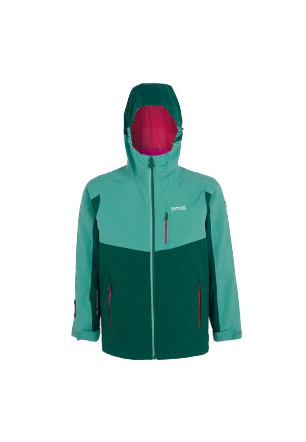 Kurtka wodoodporna 3 w 1 dla dziewczynki Regatta Trekktain. Kolor: zielony. Sport: turystyka piesza