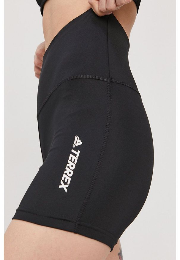 adidas Performance - Szorty. Kolor: czarny. Materiał: dzianina. Wzór: nadruk