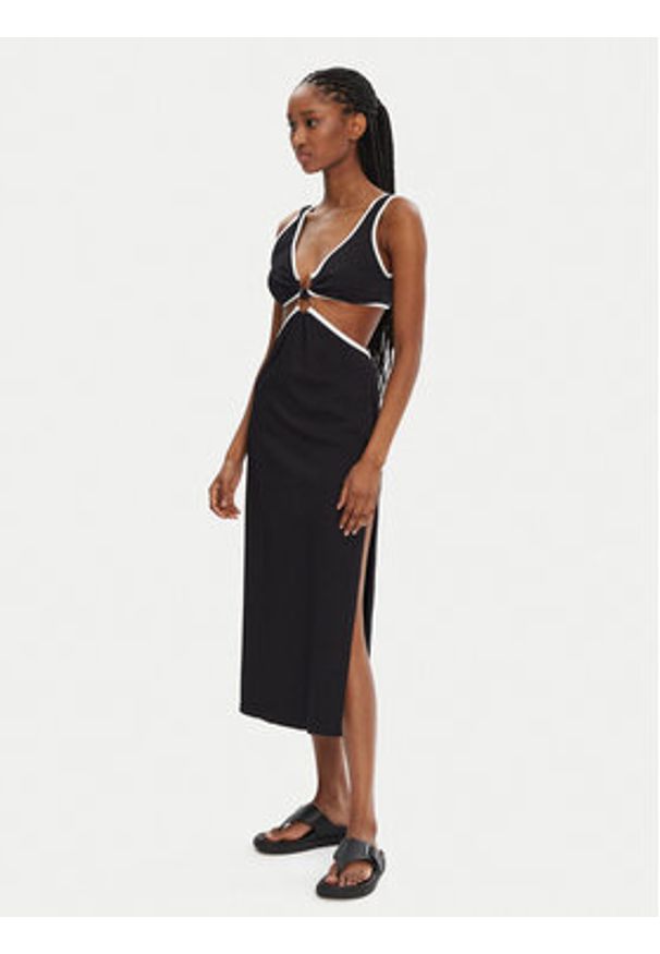 Seafolly Sukienka letnia Beach Bound 55111-DR Czarny Slim Fit. Kolor: czarny. Materiał: syntetyk. Sezon: lato