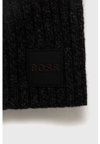 BOSS - Boss Szalik męski kolor czarny melanżowy. Kolor: czarny. Materiał: materiał, włókno. Wzór: melanż