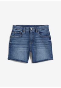 bonprix - Bermudy dżinsowe mid waist. Kolor: niebieski. Sezon: lato