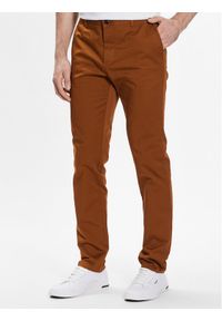 Sisley Chinosy 4AIHSF021 Brązowy Slim Fit. Kolor: brązowy. Materiał: bawełna