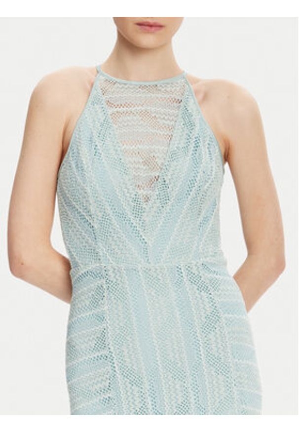Guess Sukienka koktajlowa W5GK66 KCT80 Błękitny Slim Fit. Kolor: niebieski. Materiał: syntetyk, bawełna. Styl: wizytowy
