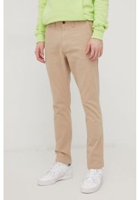 Superdry spodnie męskie kolor beżowy w fasonie chinos. Kolor: beżowy. Materiał: tkanina #2