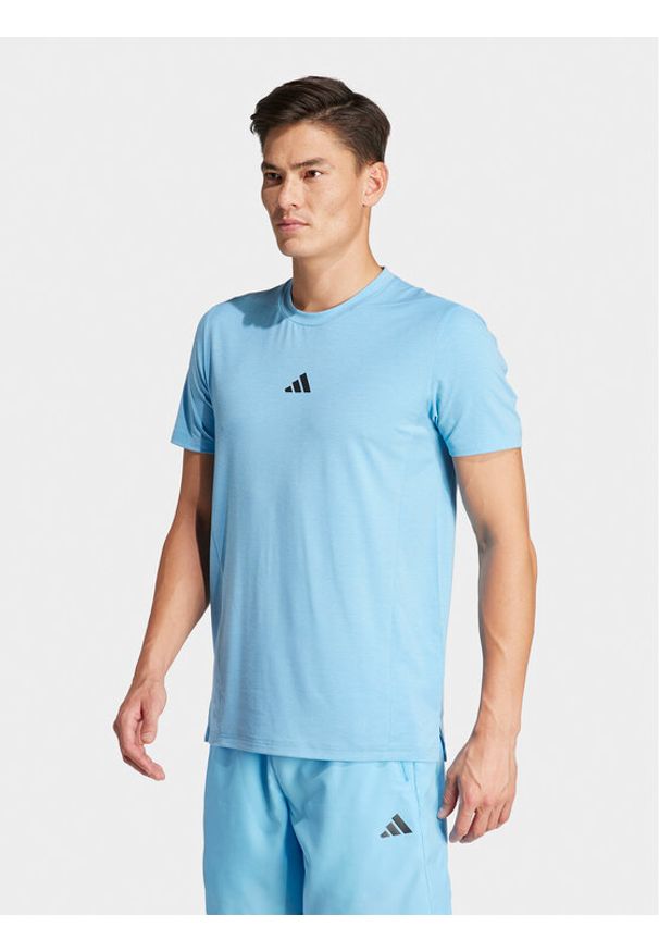 Adidas - adidas Koszulka techniczna Designed for Training IS3830 Niebieski Slim Fit. Kolor: niebieski. Materiał: syntetyk