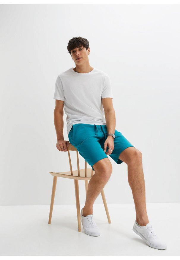 bonprix - Bermudy dresowe. Kolor: niebieski. Materiał: dresówka