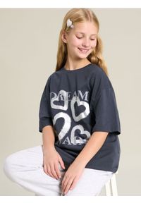 Sinsay - Koszulka - szary. Kolor: szary. Długość rękawa: krótki rękaw. Długość: krótkie. Wzór: nadruk #1