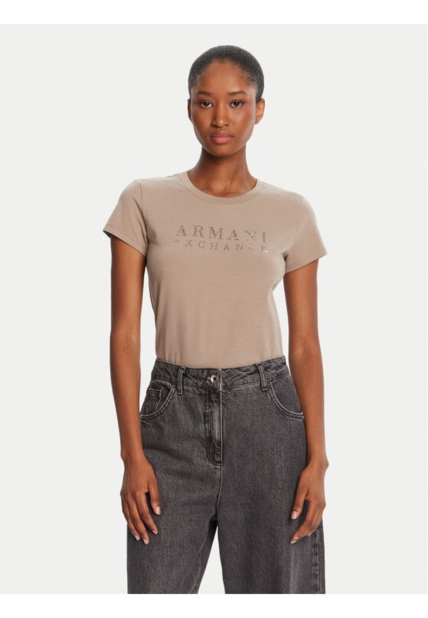 Armani Exchange T-Shirt XW001349 AF17173 U6242 Beżowy Regular Fit. Kolor: beżowy. Materiał: bawełna