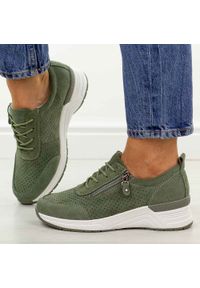Zielone skórzane półbuty damskie Jezzi 4634. Okazja: na spacer, na co dzień. Zapięcie: sznurówki. Kolor: zielony. Materiał: skóra, nubuk. Sezon: wiosna, jesień, lato. Styl: casual, elegancki, klasyczny #1