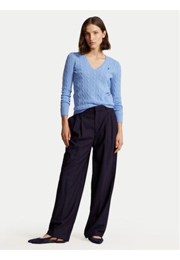 Polo Ralph Lauren Sweter 211910422004 Niebieski Regular Fit. Typ kołnierza: polo. Kolor: niebieski. Materiał: wełna