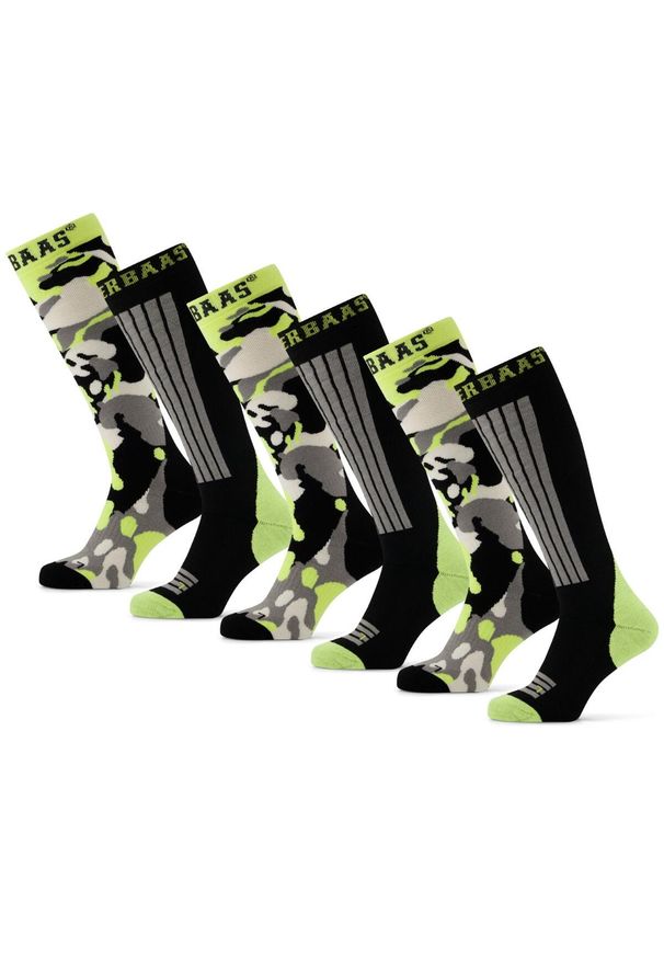 POEDERBAAS - Skarpety narciarskie dla dzieci Poederbaas 6 par. Kolor: czarny. Materiał: poliamid, wełna, akryl, elastan. Wzór: nadruk, moro. Sport: narciarstwo