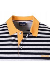 Męska, Bawełniana Koszulka Polo - Pako Jeans - Żółte Akcenty, Paski. Okazja: na co dzień. Typ kołnierza: polo. Kolor: wielokolorowy. Materiał: wiskoza, bawełna. Wzór: paski, prążki. Styl: casual #6