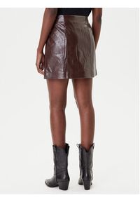 Hugo - HUGO Spódnica z imitacji skóry Ralitte-1 50544832 Brązowy Slim Fit. Kolor: brązowy. Materiał: skóra #3