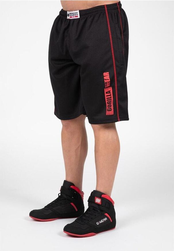 GORILLA WEAR - Wallace Mesh Szorty - Czarny/Czerwony. Kolor: czerwony, wielokolorowy, czarny. Materiał: mesh. Sport: fitness