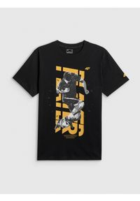 4f - 4F T-shirt regular z nadrukiem męski - czarny L. Okazja: na co dzień. Kolor: czarny. Materiał: jersey, bawełna, materiał. Długość rękawa: krótki rękaw. Długość: krótkie. Wzór: nadruk. Styl: casual, klasyczny, sportowy #1