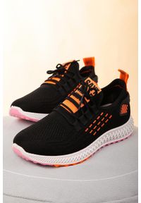 Casu - Czarne buty sportowe sznurowane casu 204/43b. Kolor: czarny, wielokolorowy, pomarańczowy #2