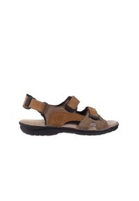 Sandały Bayla-133 9520 Nabuc Nicotina, Brąz, Skóra naturalna - 45. Zapięcie: rzepy. Kolor: brązowy. Materiał: skóra. Wzór: paski. Sezon: lato #1