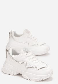 Born2be - Białe Sneakersy Ozdobione Sznurkiem z Cyrkoniami Miriares. Nosek buta: okrągły. Zapięcie: sznurówki. Kolor: biały. Materiał: materiał. Wzór: aplikacja. Sezon: wiosna, jesień. Obcas: na obcasie. Wysokość obcasa: niski #3