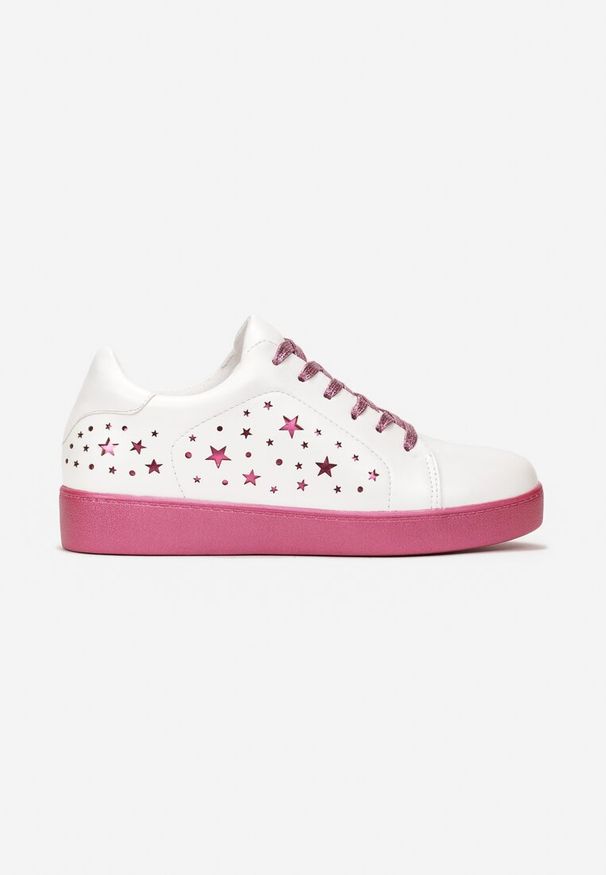 Born2be - Biało-Różowe Sneakersy Sznurowane Tazaya. Kolor: biały